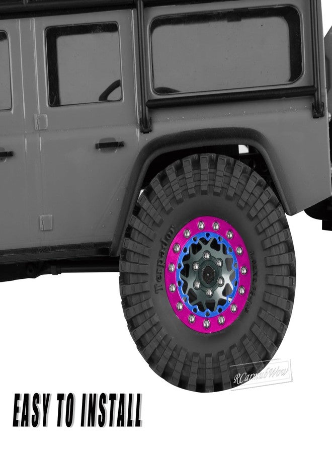 RCarmubWow 1.3 Beadlock Tire Set for 1/18 Trx4m,1/24 SCX24 FCX24 RC Crawler Car,1.3 Beadlock Wheels and Tires,Alloy Aluminium Wheels w/Swamp Claw Mud Terrain Rubber Tires,Titanium - Image 4